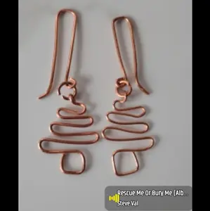 Dangle Christmas Tree Copper Wire Wrap Earrings for Festive Outfits Perfect for Holiday Wear