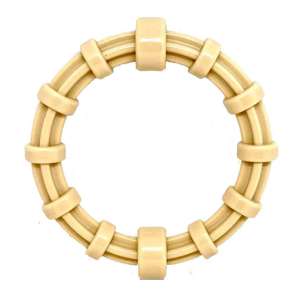 Honey Bone Chicken Flavored Teething Ring for Dogs - Durable Chew Stick Toy - Reduces Problem Chewing & Freshens Breath - Made in USA - FDA Compliant & Non-Toxic - Dishwasher Safe - Size 5.25" Diameter