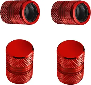 Tire Valve Stem Caps - 4 Pack Anti-Corrosion Premium Anodized Alloy Tyre Air Valve Caps Universal for Car SUV Bike Red
