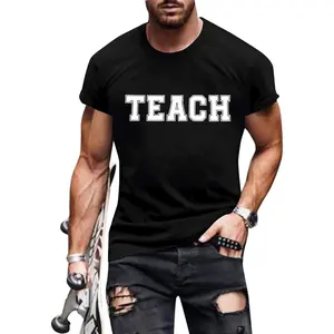 Teacher Shirts for Men: Retro Teach Printed Graphic Tee Back to School T-Shirt Male Teacher Gift Short Sleeve Tops Cotton Fabric
