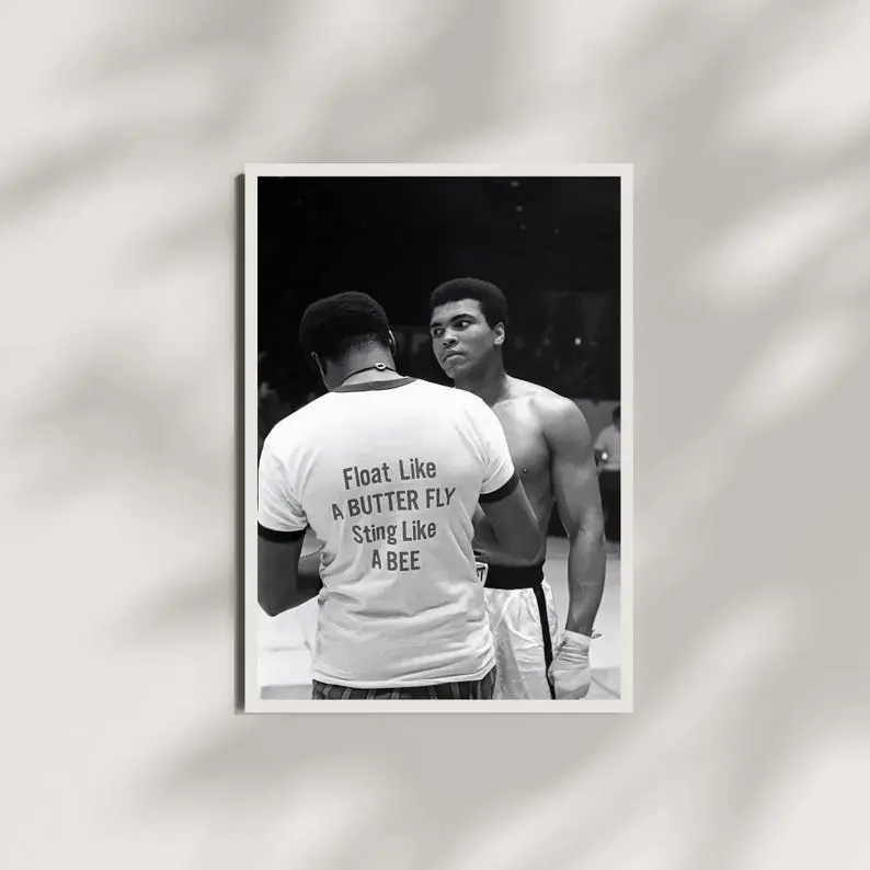 Muhammad Ali Boxing Poster: Retro Black and White Wall Art