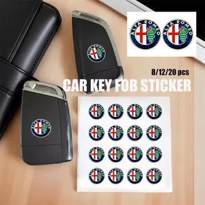 10Pcs 14mm Car Remote Key Fob Emblem Aluminium Badge Sticker Replacement Decorative Accessories For Alfa Romeo Giulia Stelvio Junior Tonale 33 Stradale 4C Giulietta MiTo 147 Brera Disco Volante 156 159