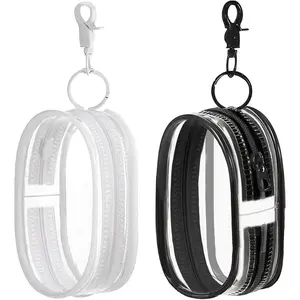 2 PCS Clear Figure Display Bag, Portable Small Doll Storage Bag with Keychain Hanging Blind Box Organizer Zipper Closure, Dustproof Collectibles Display Case for Showing Off Blind Boxes