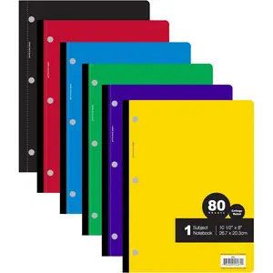 Notebook College Ruled 1 Subject 80 Sheets  Notebooks, Lined Composition Book, Assorted Color, 6-Pack