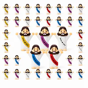 30-200Pcs Mini Jesus Figurines Identical Size Pocket Statues With Colorful Jesus Loves You Sashes Perfect For Sharing Daily Faith Joy And Meaningful Christian Gifts