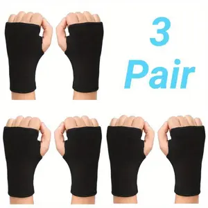 3 Pair Black Wrist Compression Sleeve Hand Brace Wrist Support for Carpal Tunnel, Wrist Brace for Tendonitis, Breathable Copper Compression Sleeve Wrist Brace for Teenagers Healthcare Tool (Teenage style)