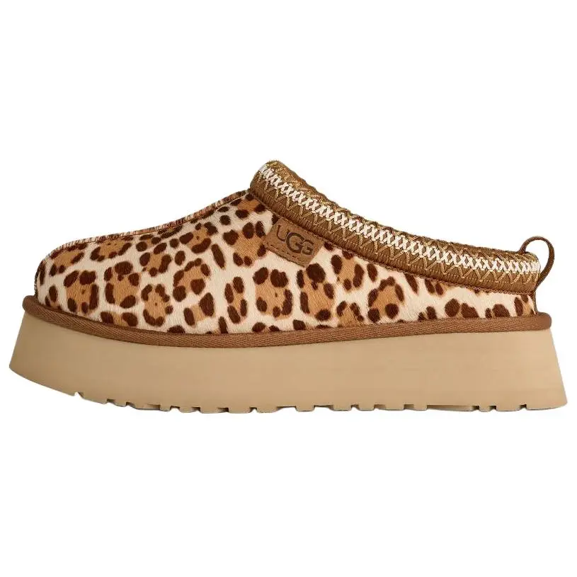 UGG Women's Tazz Plains Cozy Sheepskin House Sneakers - Plush Shearling, Leopard Print, Jasmine Felicity Novelty Design, Felt Sole, Generous Roomy, US W 5-11, House Wear Sports Shoe, Women's Shoes