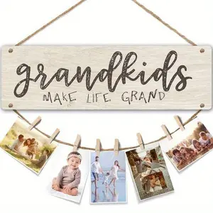 Hanging wooden photo frame for grandma, gift for grandparents, photo display frame to make life more exciting, best gift for Mother's Day, Thanksgiving, Christmas Decor Wall Hangable Ornaments