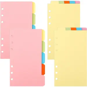 , 4 Set A6 Binder Dividers, 2 Sets Vertical Tabs & Horizontal Paper Divider Index Page Cards for 6-Holes Ring Binders Notebooks Diary Planner Office