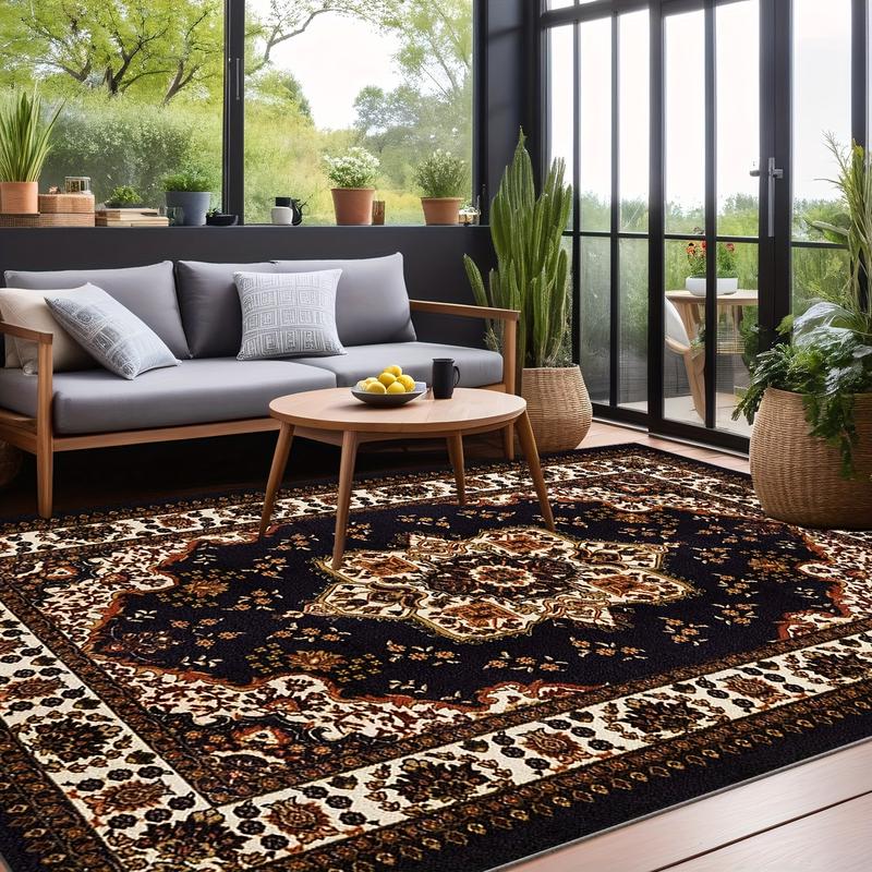 1pc Large Luxury Mat with Non-Slip Backing Machine Washable Large Area Mat for Living Room Bedroom Hallway Suitable for Large Spaces & High-Traffic Areas Big Mat for Living Room Circular Floor Mat Living Room Mat
