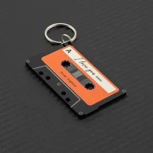 Personalised Song Message Cassette Keychain Custom Song Retro Tape Keyring Black