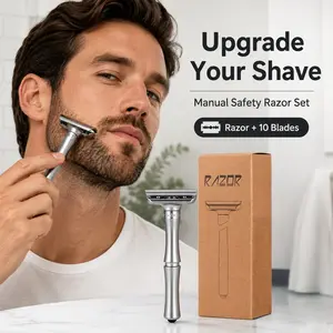 Double Edge Safety Razor, Single Blade Razors for Men, with 10 Double Edge Blades, Reusable Metal 1 Blade Razor,  Smooth and Close Shave, Shaving Razors, Manual Shaver