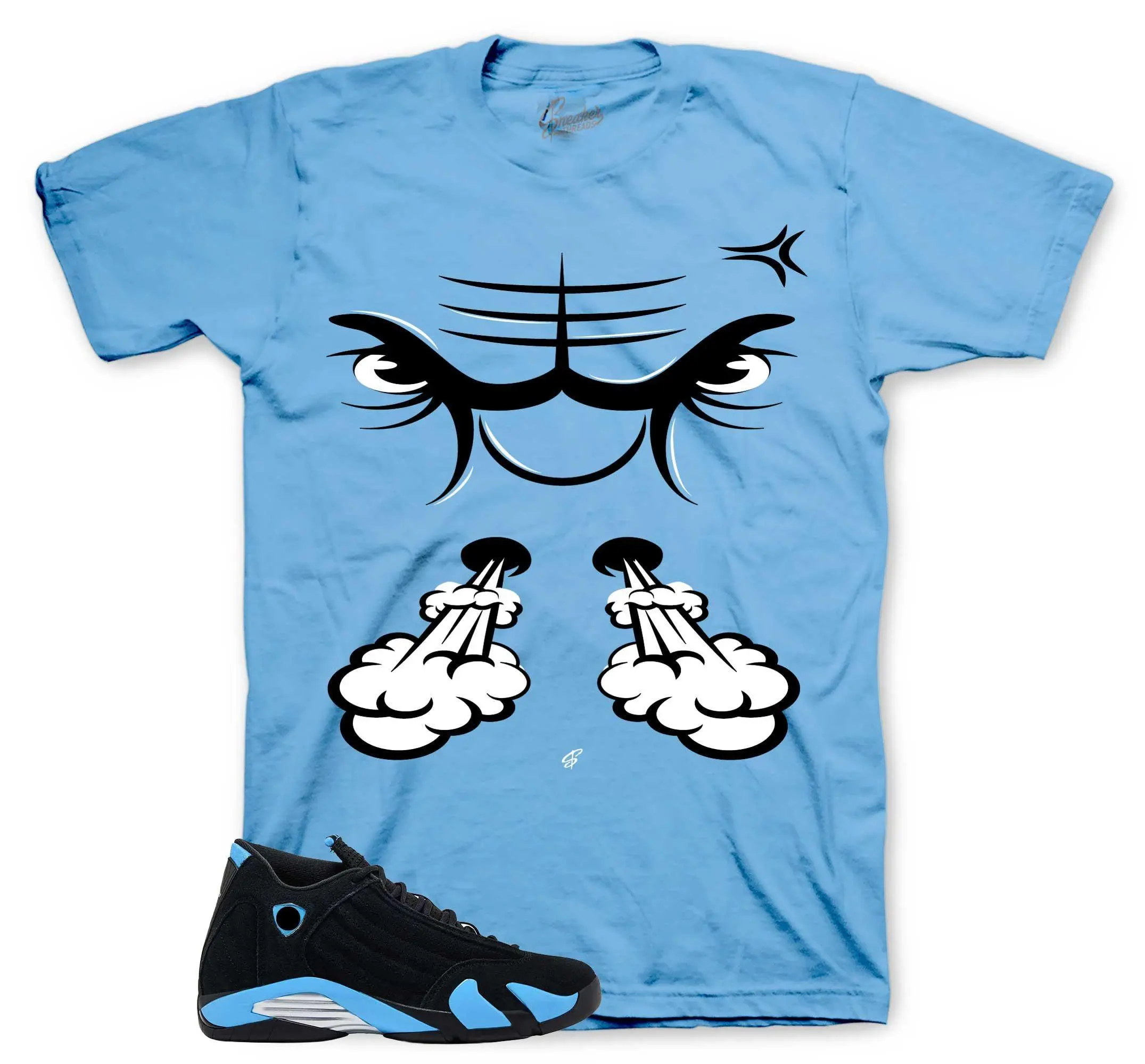 Shirts To Match Retro 14 University Blue AJ14 - Raging Face Sneaker Tee
