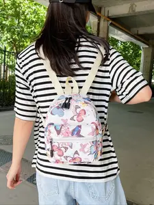 New Butterfly Print Mini Backpack for Women, Lightweight Crossbody Bag, Versatile Small Shoulder Bag, Essential Summer Travel Accessory