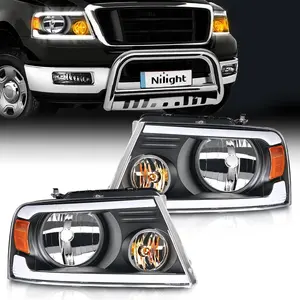 Nilight Headlights Assembly for Ford F150 F-150 2004 2005 2006 2007 2008, 06-08 Lincoln Mark LT Led DRL Headlamp, Black Housing