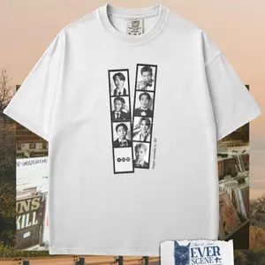 Korean 7 Icons Photo Strip Tee – Arirang Vibe Vintage Kpop Aesthetic Shirt, Minimalist Black & White Idol Portrait Graphic, Unisex Streetwear Fan Gift