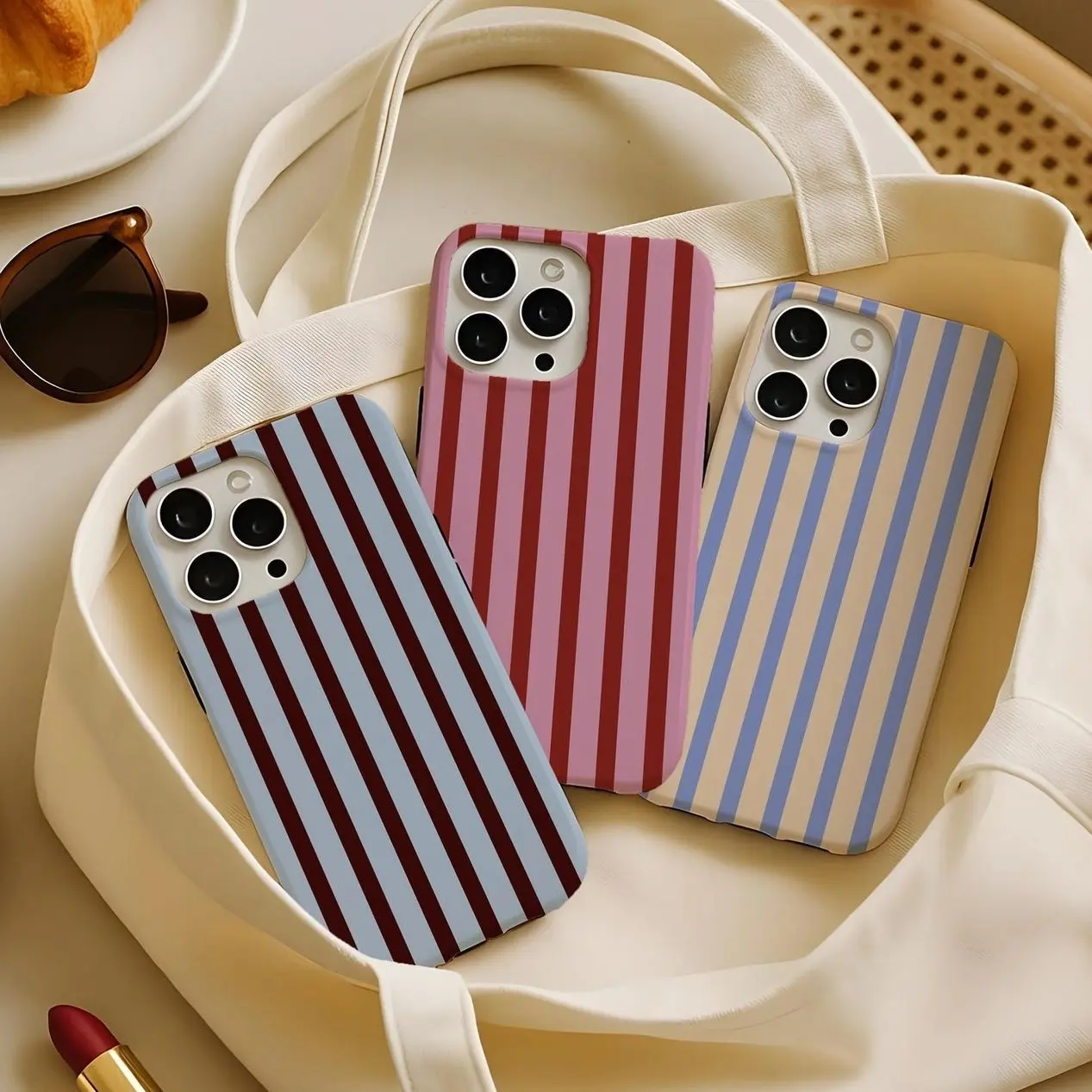 Magsafe Custom Color Striped Phone Case: Retro Lines, Trendy Aesthetic Cute Gift Idea for iPhone 17 16 15 14 MagSafe,