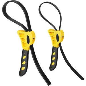 2-Pack Rubber Strap Wrench Set, 4" & 6" Oil Filter Wrench and Jar Opener for Plumbing, Water Filter, Sink Drain & Tub Drain Removal |   Non-Slip Adjustable Universal Tool