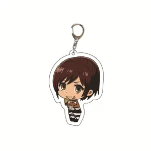 Anime Attack of The Giants Levi Ackerman Allen Yeager Keychain Pendant Role Playing Double Sided Acrylic Keychain KeyringJewelry