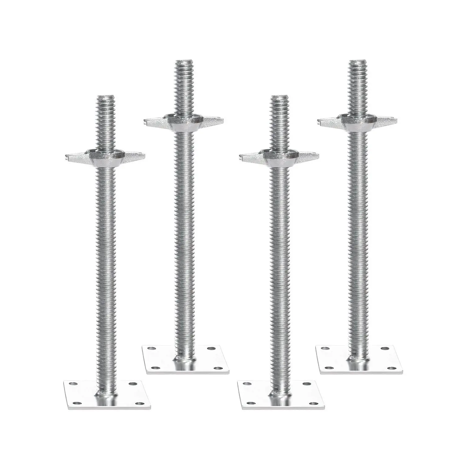 【DealsForYouDays】VEVOR 4-Pack Adjustable Leveling Jacks, 18.2 In Adjustable Height & 3307lbs/1500kg Total Load Capacity Scaffold Jacks Feet, Solid Carbon Steel Screw Jacks for Baker-Style Scaffolding Equipment, Silve