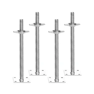 VEVOR 4-Pack Adjustable Leveling Jacks, 18.2 In Adjustable Height & 3307lbs/1500kg Total Load Capacity Scaffold Jacks Feet, Solid Carbon Steel Screw Jacks for Baker-Style Scaffolding Equipment, Silve