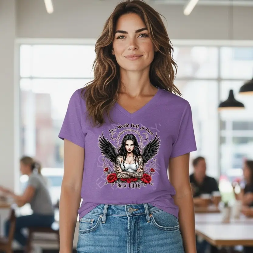 Be a Lilith Shirt – Feminist Dark Angel Graphic Tee – In a World Full of Eves Tattooed Lilith Design – Empowerment Statement Shirt