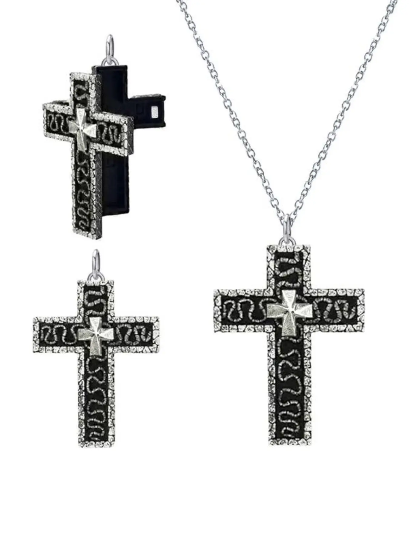 Octopus Necklace Game, Thanos Cross Pendant Necklace with Secret Compartment, Hidden Layer Design, Cross Chain Design, Gothic Mystery Jewelry, Unique Gift Idea for Fans, Cross Necklaces