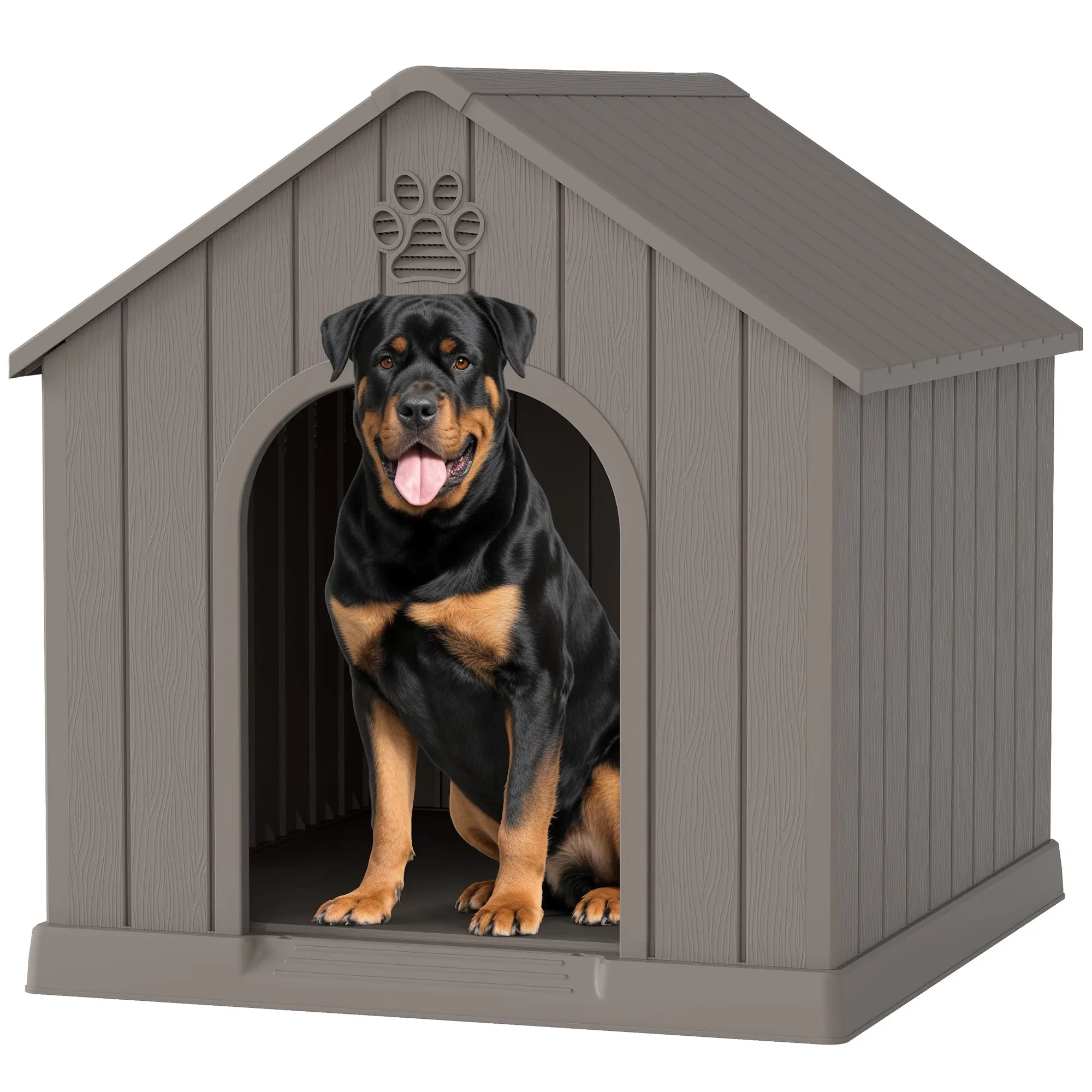 Outdoor Resin Dog House, Weatherproof Pet Shelter, Durable & Easy-Clean Design,Summervibes