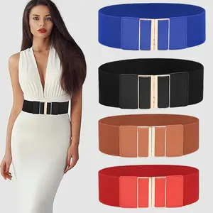 4 Pack Women Stretchy Waist Belt, Vintage Wide Elastic Cinch Belt Waistband for Dress