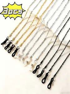 3-Pack Metal Neck Lanyard Retro Anti-Slip Glasses Strap, Random Colors, Secure Fit, Durable Design, Perfect for Eyewear Accessories
