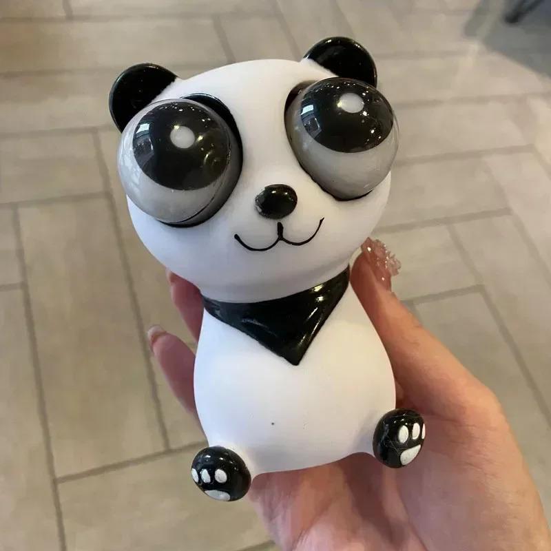 Funny Grass Worm Pinch Toy Panda  Stress Relief Fidget Decompression Toy  Eyes Squeeze Toys Relieve Anxiety Stress Relief Slug