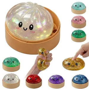 2026 New Dumpling Squishy, Expressive Giant Steamed Bun Stress Relief Ball with Cute Steamer Box for Anxiety Relief