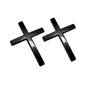 Christian Cross Sticker with Chrome Finish Universal Fit for Cars Motorcycles & SUVs Durable Zinc Alloy Faith Symbol Adhesive 2.6" x 1.85" Vehicle Decor for Thanksgiving Black Friday Cyber Monday Christmas Gifts