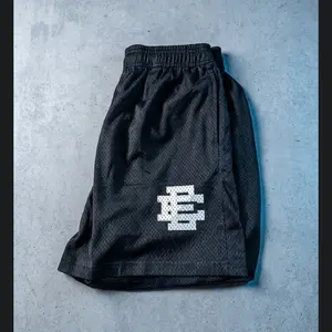 Eric Emanuel Black Mesh Shorts with White Logo for Men Menswear
