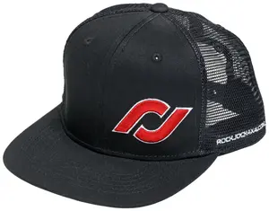 212 MAIN RockJock RJ-715000-1 Mesh Back Trucker Hat - Black with Red, Adjustable Fit, Regular Size for Dogs & Cats