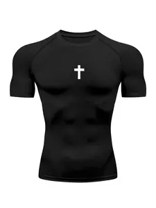 Men's Compression Shirt Fitness Running Tight Fitting Gym T Shirt Sports Workout Quick Drying Top All Year Round Sweat Wicking Tight Fitting Shows Off Your Figure