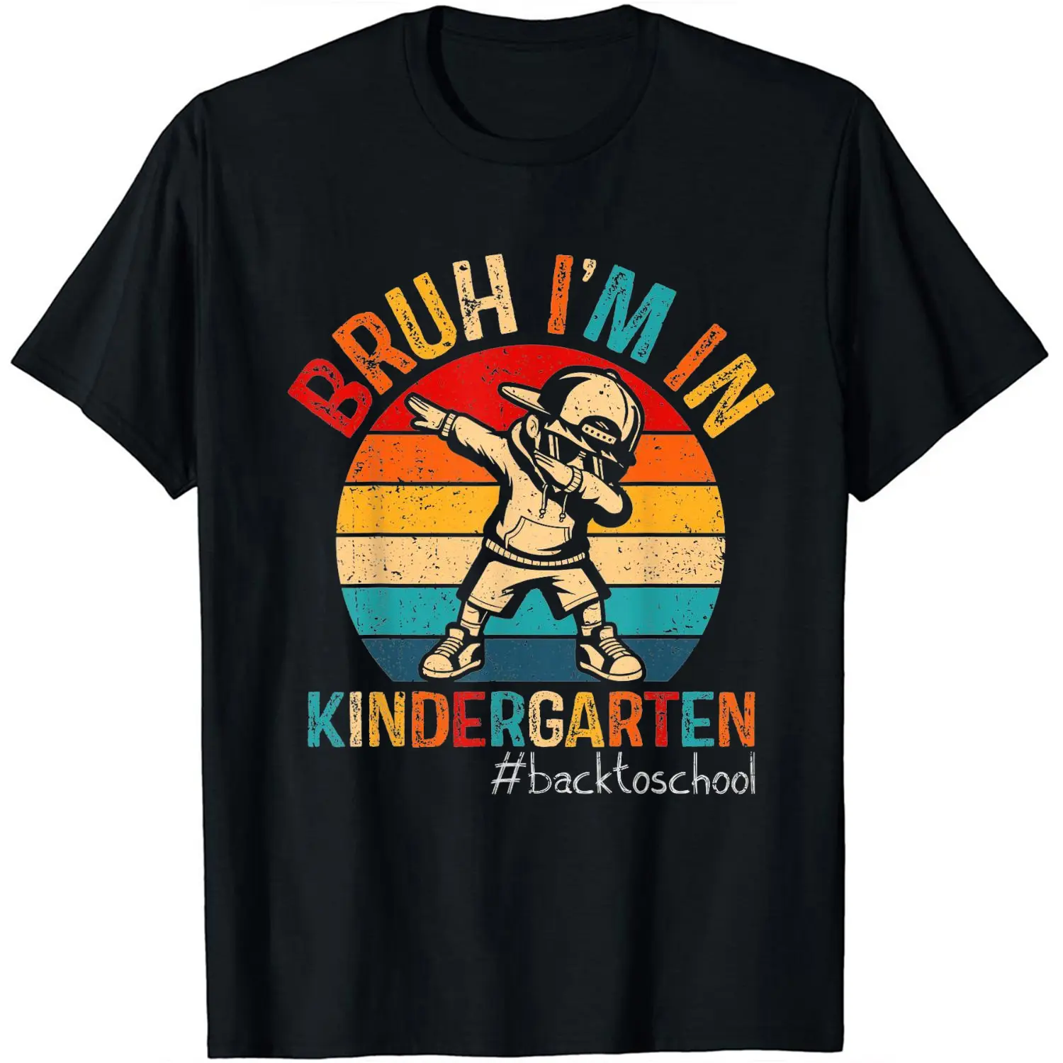 Bruh I'M in Kindergarten Dabbing Boy First Day of School T-Shirt for Boys Fashion Trend Bottoming Shirt Breathable, Casual Comfortable Top Streetwear Fashion Casual Summer Tee Crew Neck Short Sleeve T-Shirt Best Gift for Boy Girl
