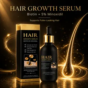 5% Minoxidil Biotin Hair Growth Serum, Scalp Drops for Thinning Hair, Hairline & Crown Repair, Also Works for Beard, For Men & Women, 60ml