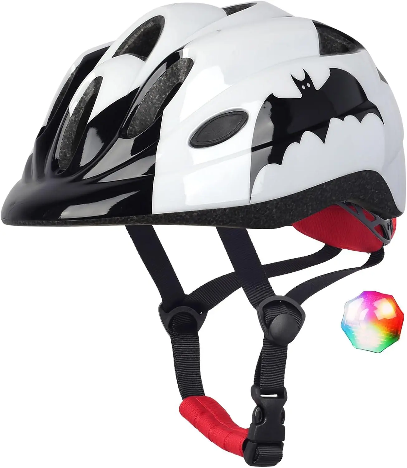 NEUTRAL Kids & Toddler Helmet with 3 Modes, Sporty Bat Print Polycarbonate Design, Adjustable for Balance Bike Riding, Cycling & Skating, Led Lights, Pinch Guard, Infant, Bike Helmet, Boys, Children, Cycling Helmet