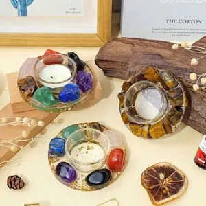 Natural Crystal Candlestick, 1 Count Raw Gemstone Candle Holder, Home Decor Candlestick for Candle Parties, Desktop Ornament for Living Room Bedroom, Candle Stand