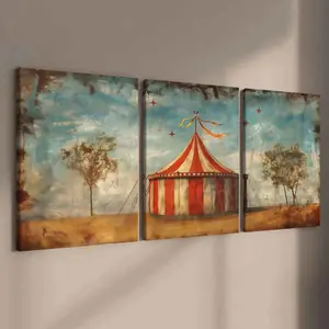 3 Counts Wooden Framed Canvas, Vintage Circus Tent Art, Exquisite Poster, Vintage Prints, Perfect Living Room Decoration, Modern Art, Fashion Family Poster, Wall Art Decoration, Odorless, Artwork