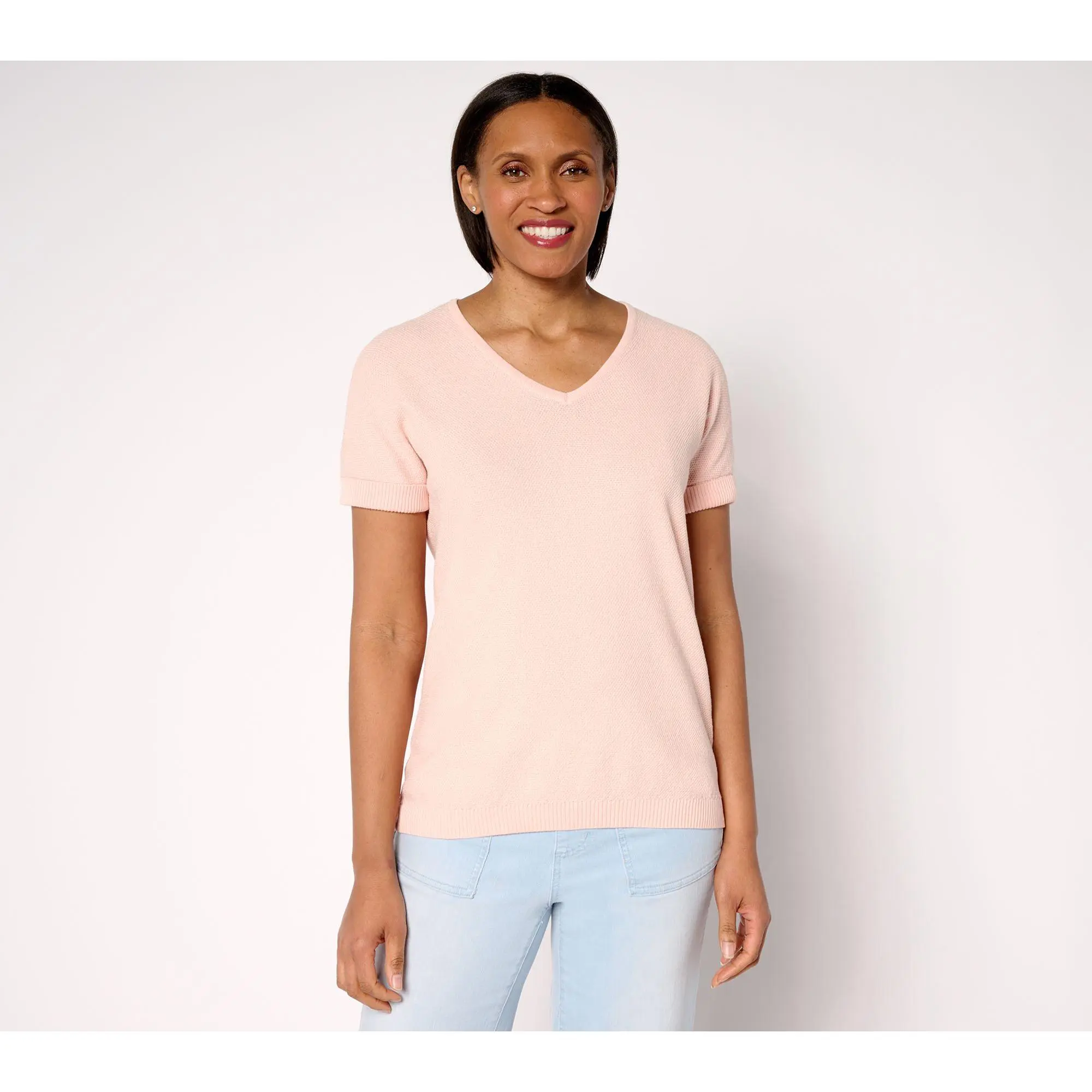 Belle by Kim Gravel Harbor Island Short Sleeve Cuffed Sweater