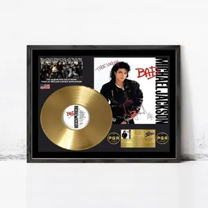 Framed Gold Michael Jackson Record, Signed Album Cover Wall Art