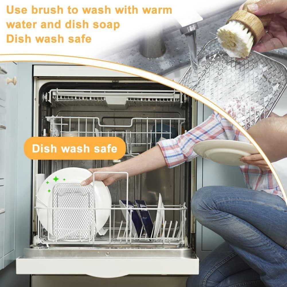 2-Layer 304 Stainless Steel Air Fryer Rack, Stackable Grill Basket and Toast Rack for Chicken Wings and Toast, Cooking Rack for Indoor Grill Accessories