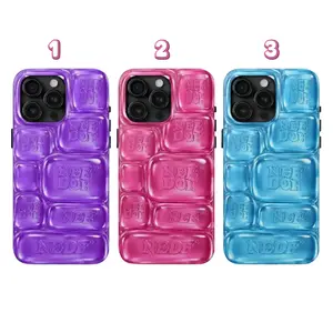 NeeDohS Cool Crush Ice Cube Phone Case, 3D Visual Printed Graphic Hard Phone Cover, Anxiety Sensory Play Blue