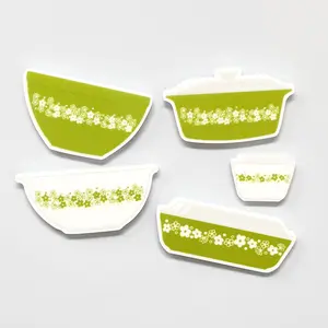 Spring Blossom Pyrex Magnets, Crazy Daisy, Retro Mixing Bowls, Fridge Magnet Set Kitchen Decor