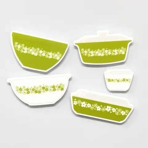 Spring Blossom Pyrex Magnets, Crazy Daisy, Retro Mixing Bowls, Fridge Magnet Set Kitchen Decor