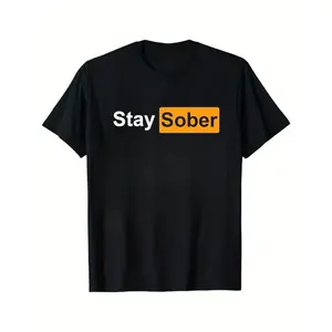 Stay Sober T-Shirt – Men’s Vintage Cotton Workout Tee with Bold Orange Print