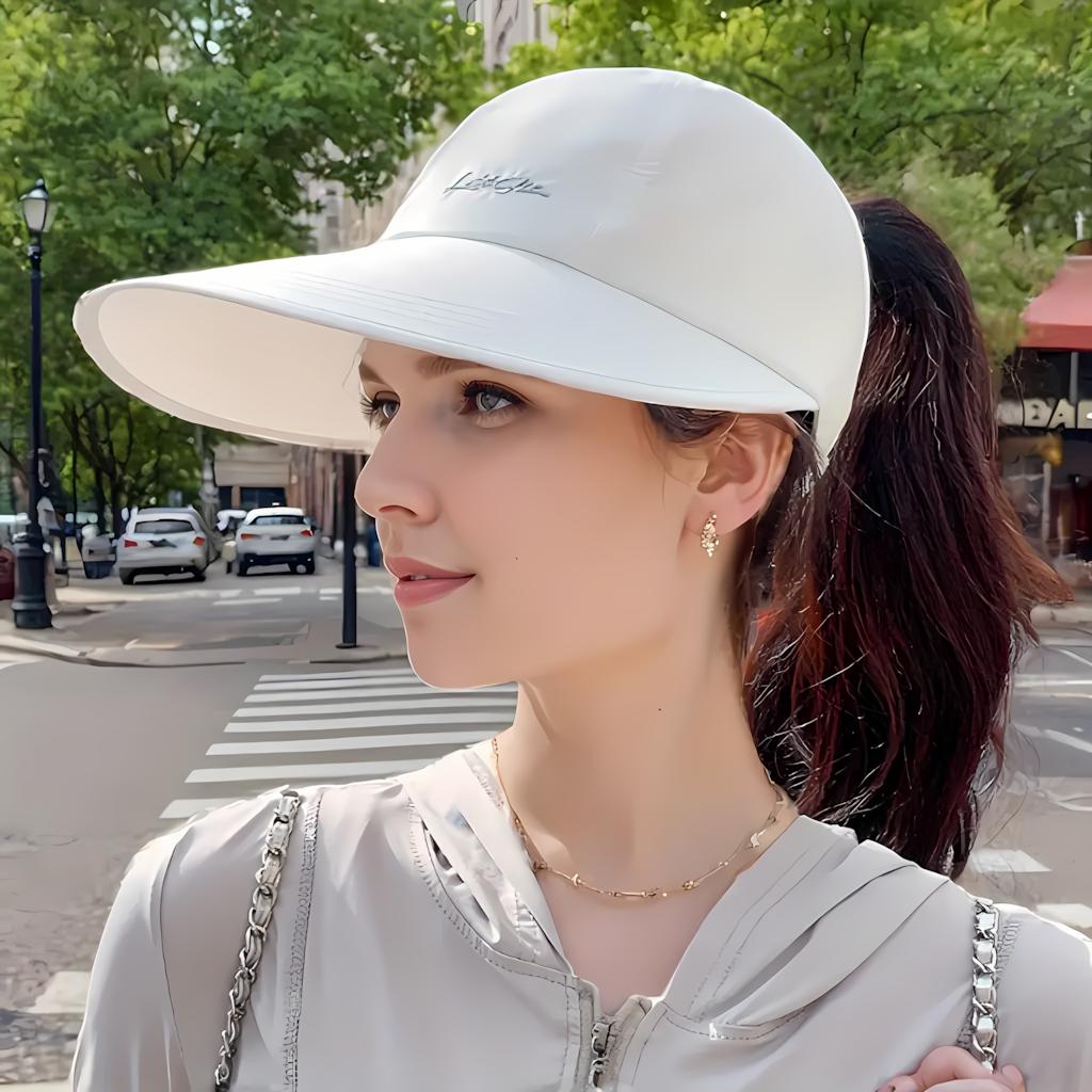 2-Pack Sun Protection Baseball Caps for Men & Women, Lightweight Adjustable Hat with Velcro Strap, Wide Brim Outdoor Sports Cap for All Seasons (White/Black)