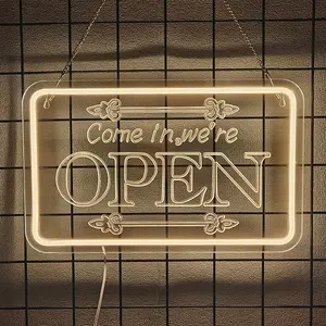 Open Sign for Business, LED  Neon Open Sign Warm White, LED Visibility to Light Up Window, Wall, Bar, Coffee, Salon and Store